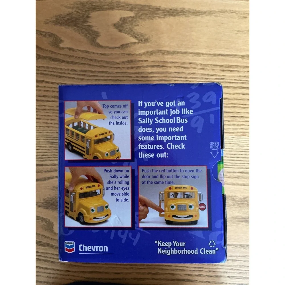 Chevron Cars Sally School Bus Collectible Toy Vehicle Yellow New in Box